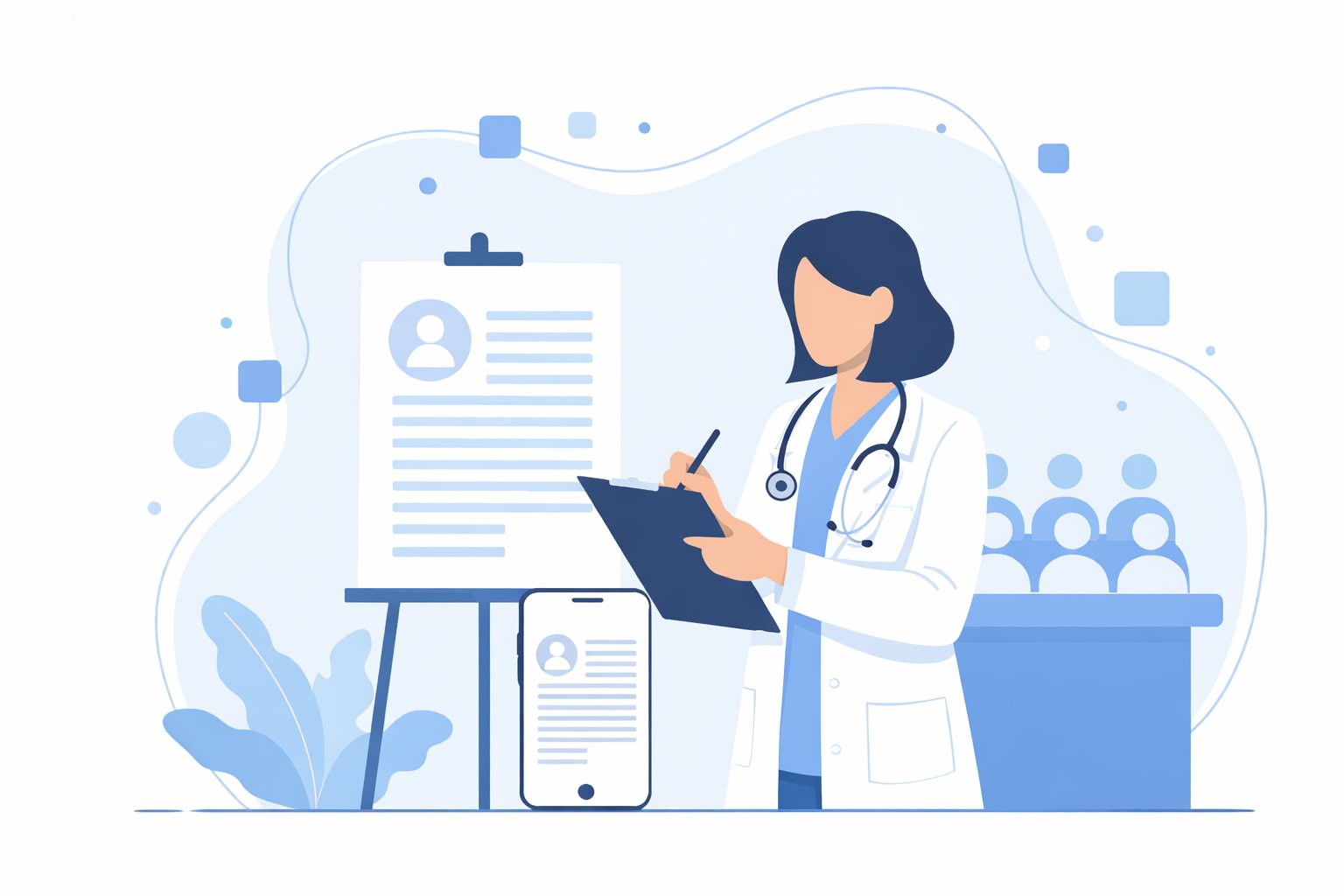 Illustration of a Nurse Practitioner at work